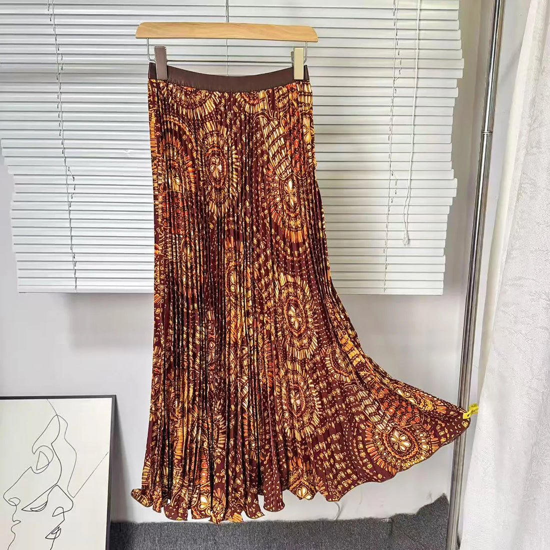Joskaa Floral Print Pleated High Waist Flare Skirt - skirt image 7