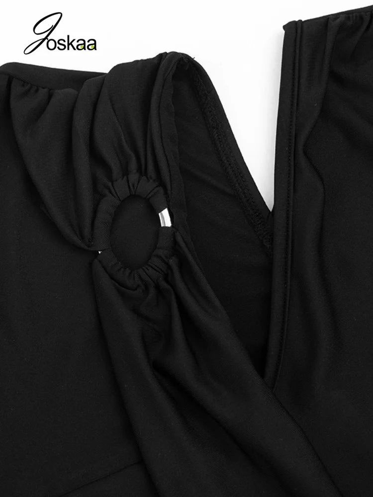 Women's Ruched Backless Cutout Sleeveless Romper - Detail View 5