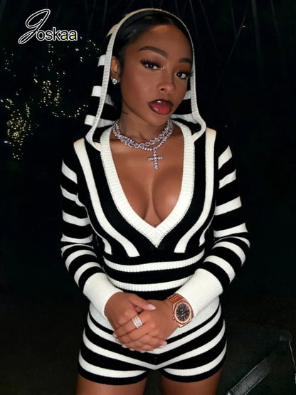 Women's Stripe Knit Long Sleeve Two Piece Set