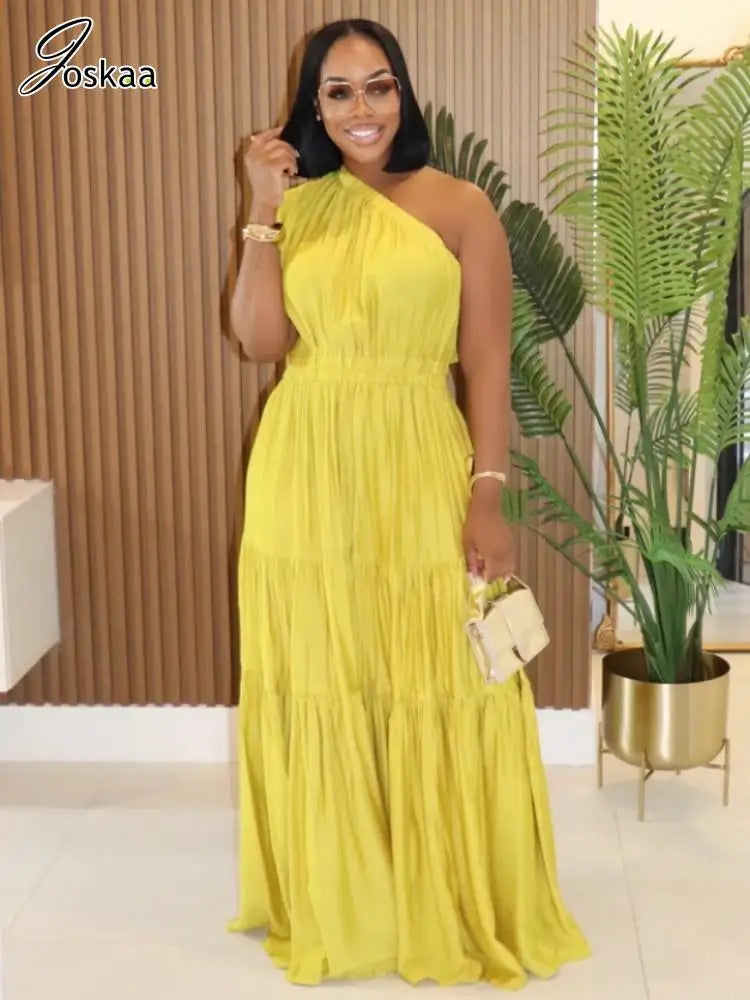 Women's Sleeveless Bodycon Maxi Bikini Set Yellow – Front View