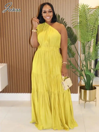Women's Sleeveless Bodycon Maxi Bikini Set Yellow – Front View