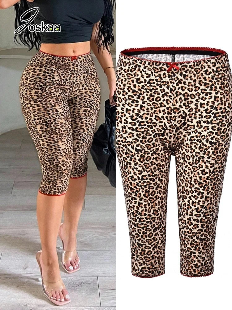 Women's Leopard Print Lace Bodycon Pants - Women's Fashion Wholesale - Front View
