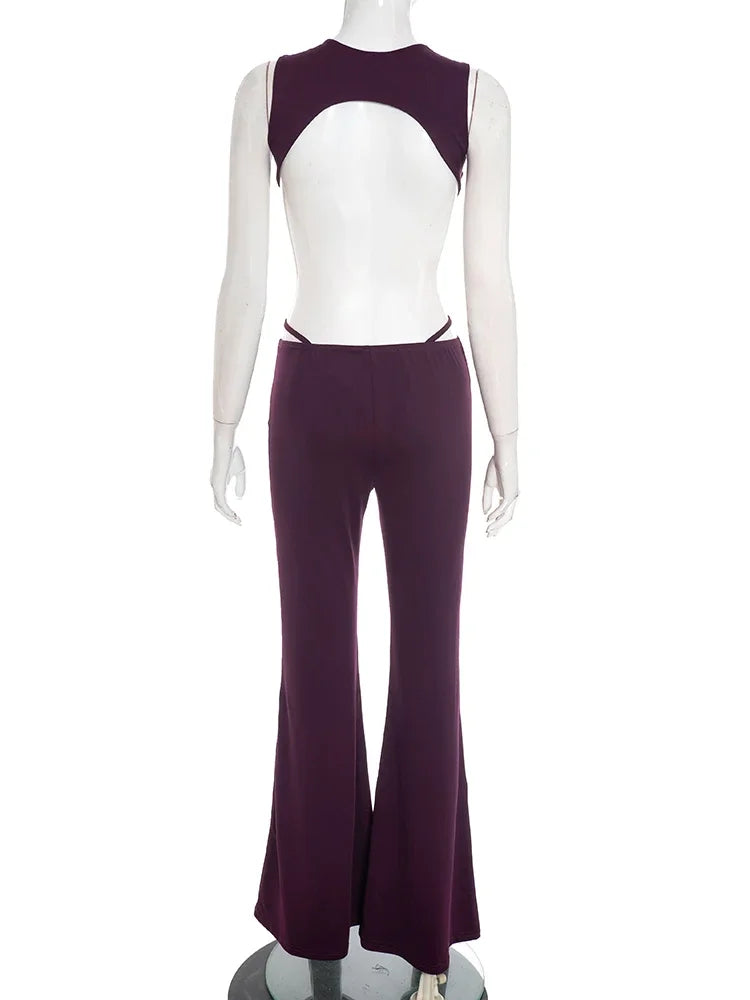 Joskaa Backless Sleeveless Flare Two Piece Set - two piece set image 4