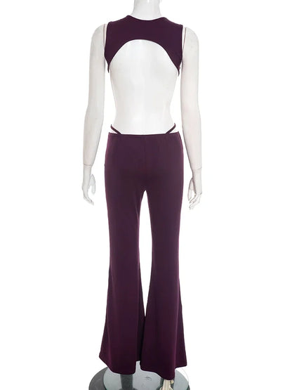 Joskaa Backless Sleeveless Flare Two Piece Set - two piece set image 4