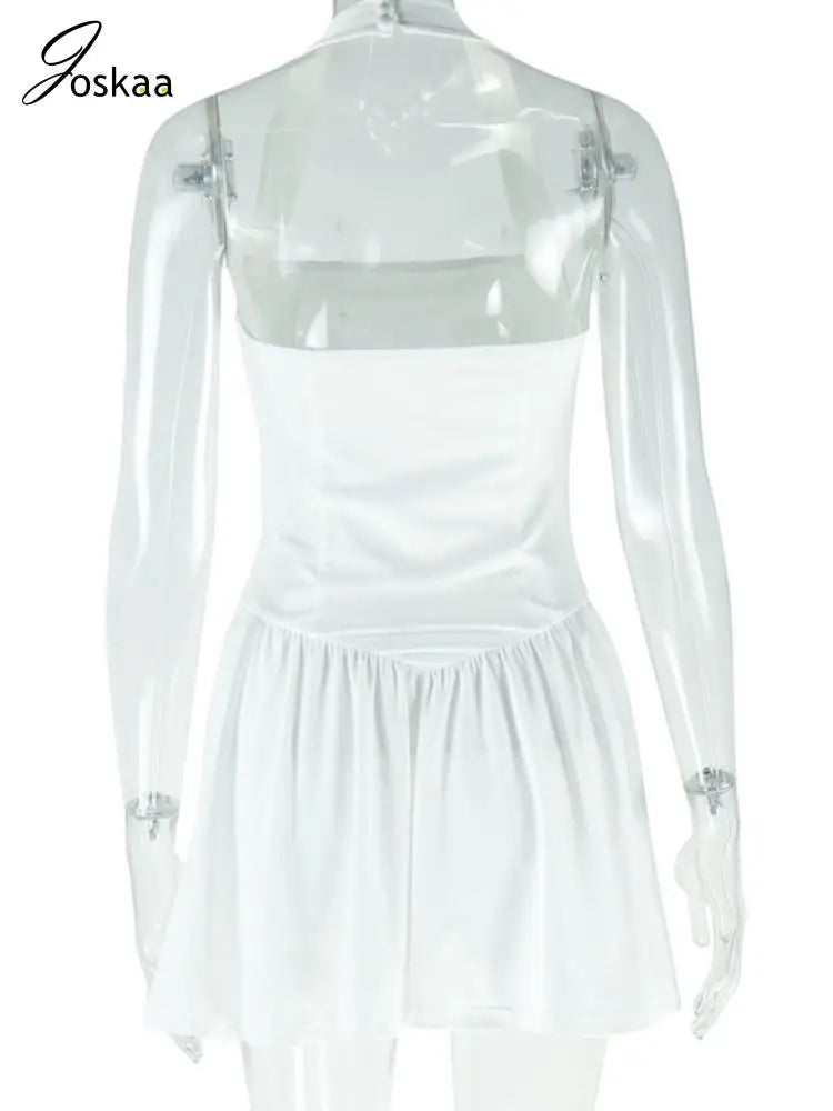 Women's Backless Halter Bodycon Mini Dress White – Detail View