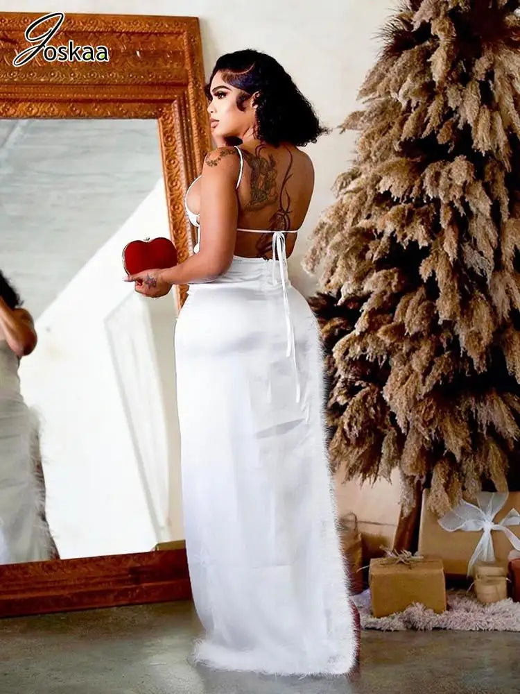 Wholesale Women's Sleeveless Bodycon Maxi Dress White – Side View