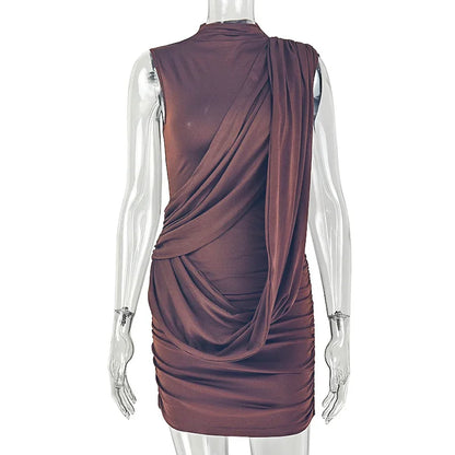 Women's Ruched Sleeveless One Shoulder Bodycon Mini Dress - Additional View 7
