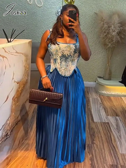 Women's Floral Print High Waist Two Piece Set Brown – Side View