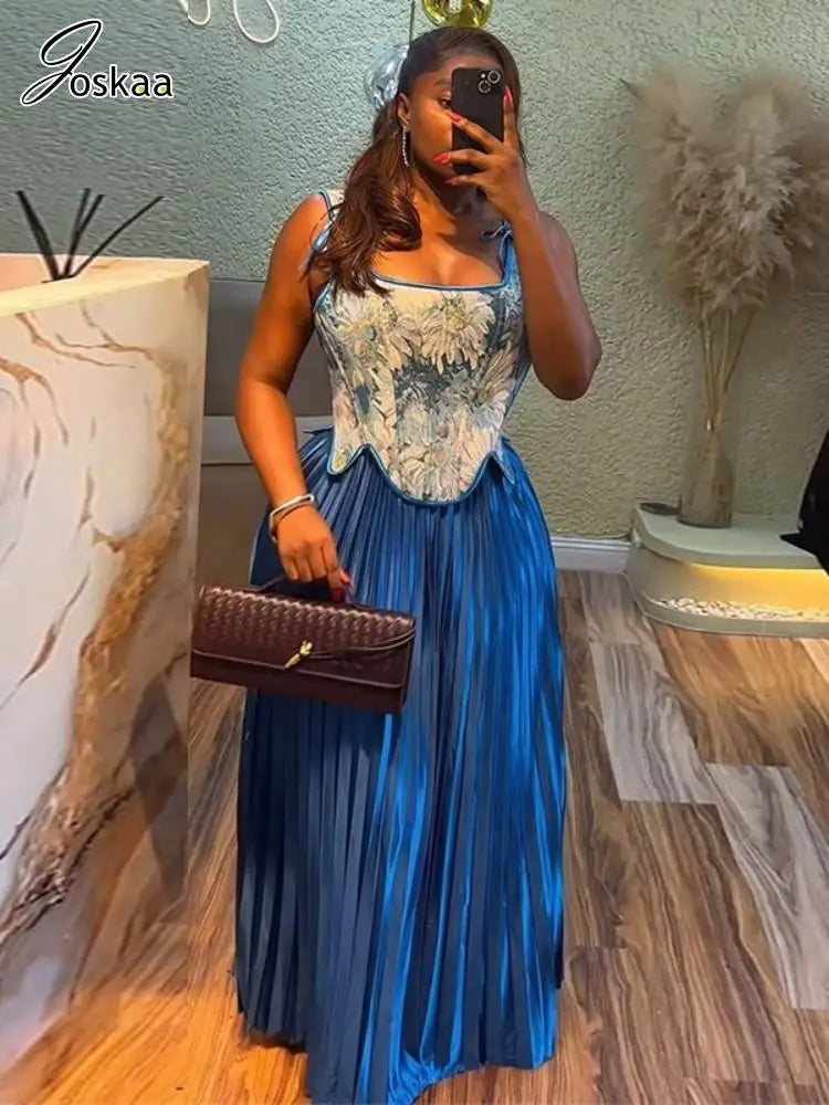 Women's Floral Print High Waist Two Piece Set Brown – Side View