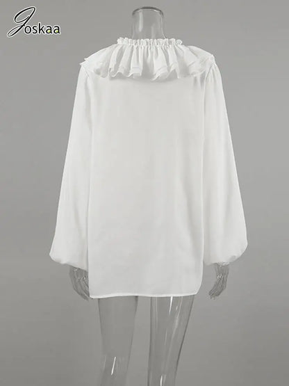 Wholesale Women's White Chiffon Blouse Top White – Detail View