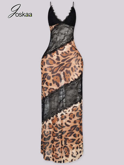 Women's Mesh Lace V-neck Sleeveless Maxi Dress - Detail View