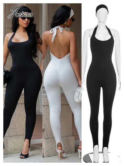 Women's Lace Backless Halter Sleeveless Romper - Women's Fashion Wholesale - Front View
