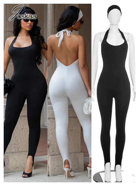 Women's Lace Backless Halter Sleeveless Romper - Women's Fashion Wholesale - Front View