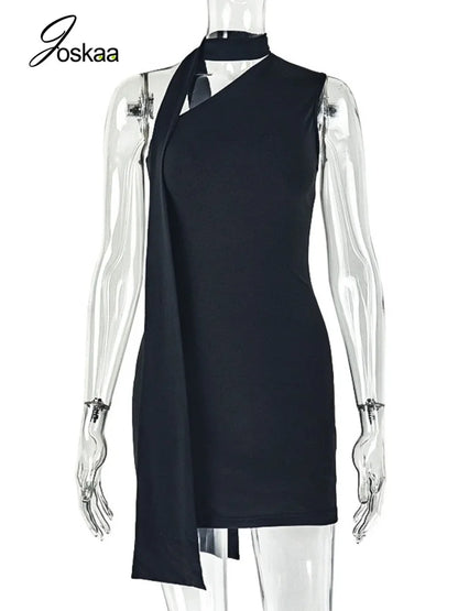 Wholesale Women's Sleeveless Bodycon Mini Dress Black – Back View