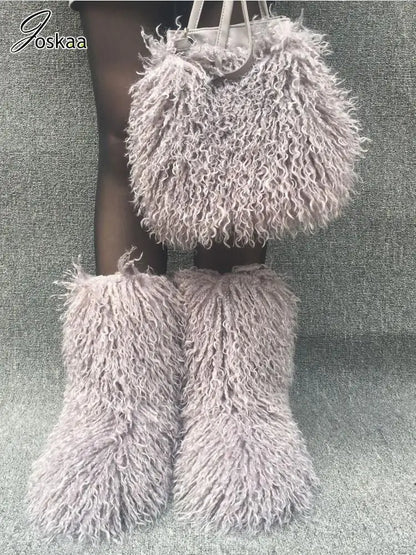 Wholesale Long Faux Fur Wool Shawl Accessory – Detail View