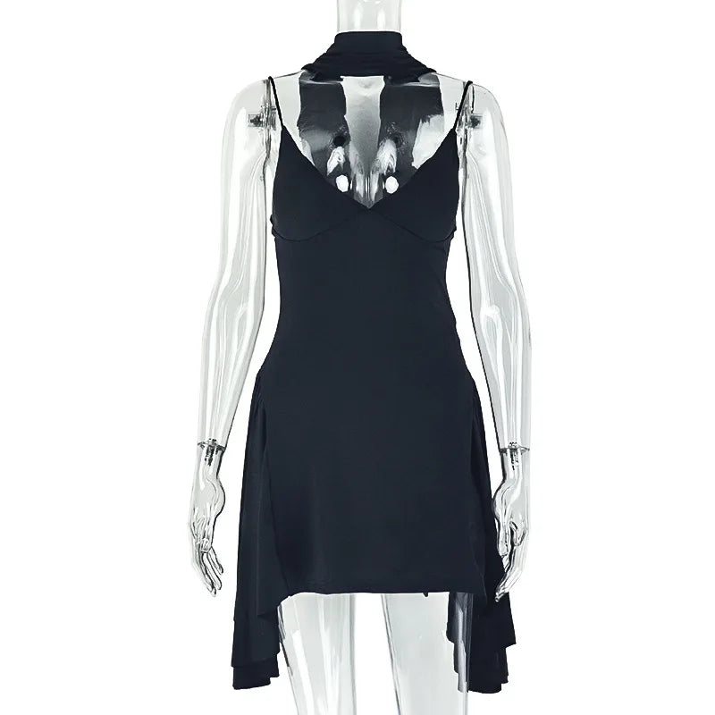Joskaa Backless Bodycon Mini Dress Elegant Irregular Hem - mini dress image 5