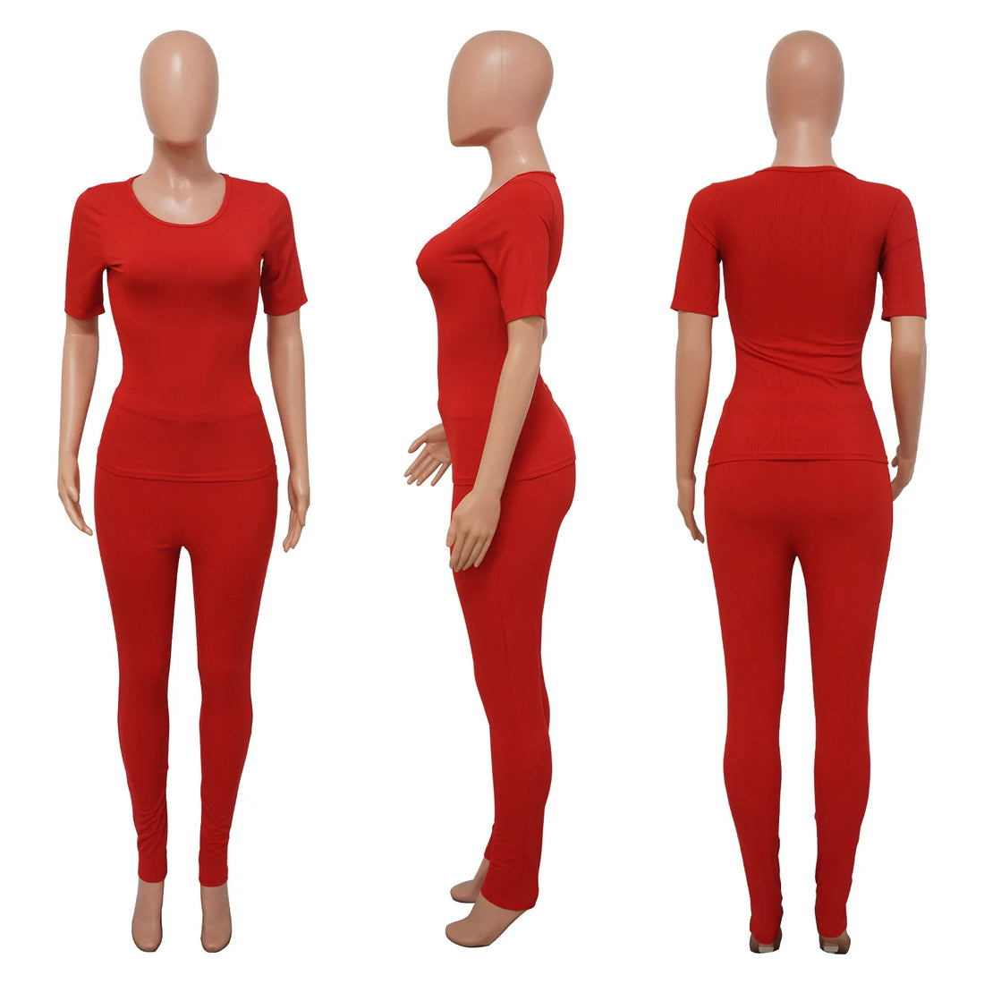 Women's Ribbed Knit Bodycon High Waist Two Piece Set - Additional View 12