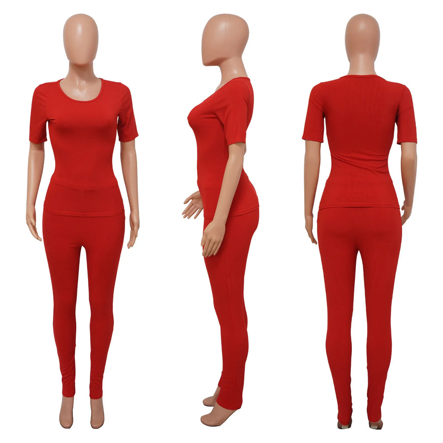 Women's Ribbed Knit Bodycon High Waist Two Piece Set - Additional View 12