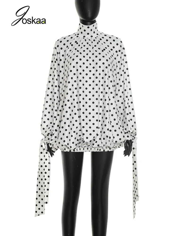 Women's Polka Dot Long Sleeve Mini Dress - Back View