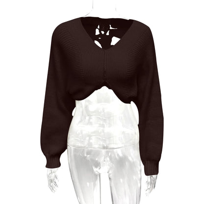 Women's Knit Long Sleeve Ribbed Irregular Knitted Top