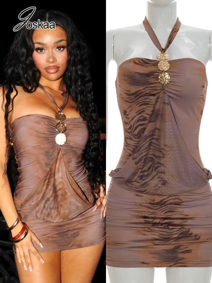 Women's Backless Halter Sleeveless Mini Dress – Women's Fashion Wholesale – Front View