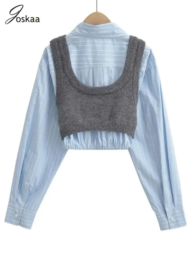 Women's Knit Long Sleeve Crop Two Piece Set Khaki – Detail View