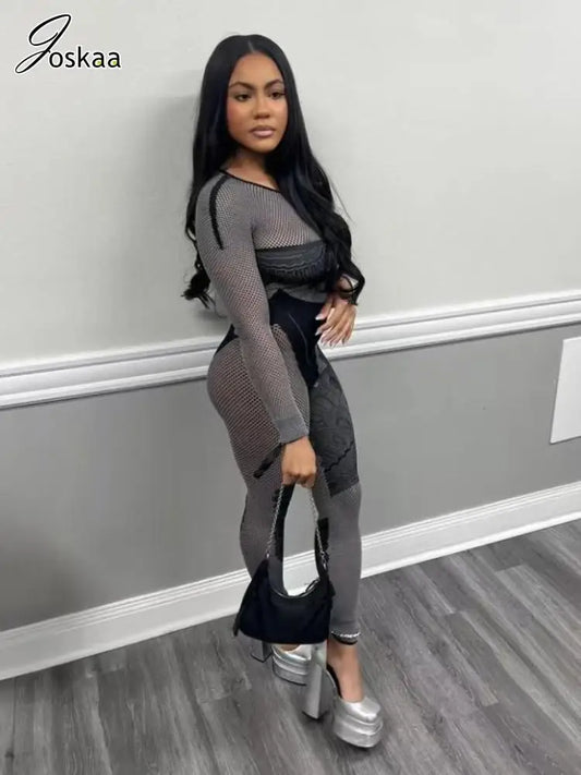 Women's Rhinestone Lace Cutout Long Sleeve Romper – Women's Fashion Wholesale – Front View