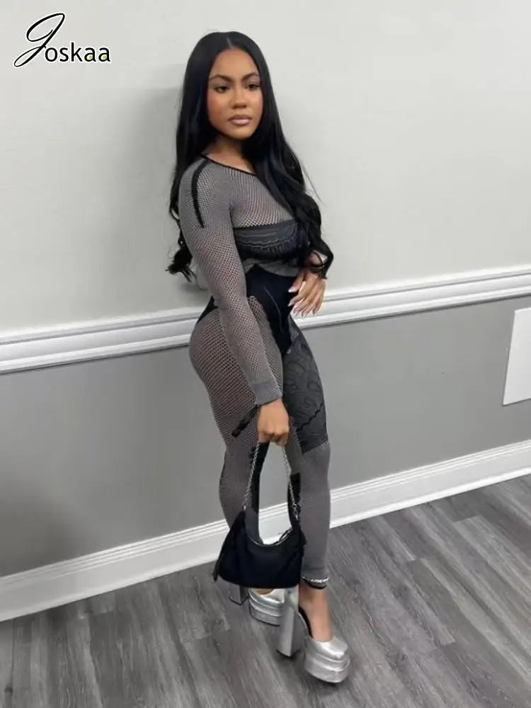Women's Rhinestone Lace Cutout Long Sleeve Romper – Women's Fashion Wholesale – Front View