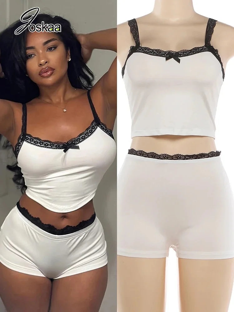 Women's Lace Backless Crop Two Piece Set – Women's Fashion Wholesale – Front View