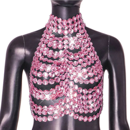 Wholesale Women's Rhinestone Backless Halter Top