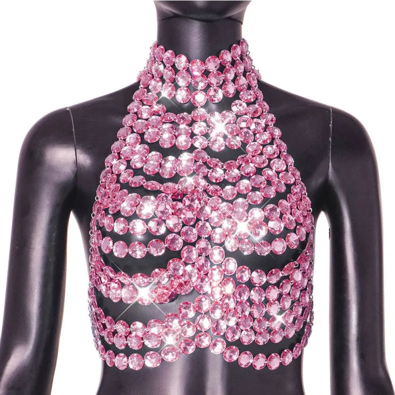 Wholesale Women's Rhinestone Backless Halter Top