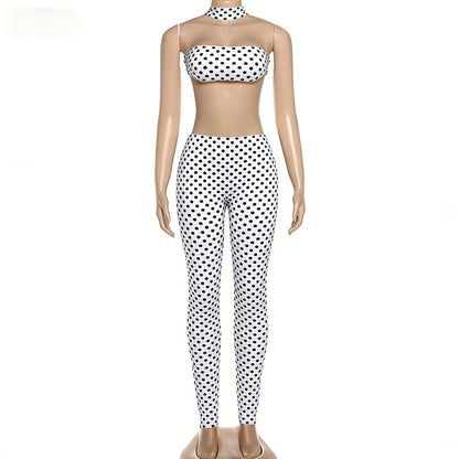 Joskaa Polka Dot Backless Halter Two Piece Set - two piece set image 6
