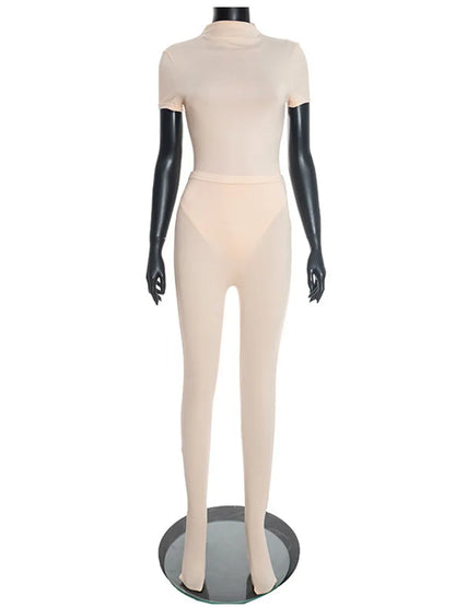 Joskaa Short Sleeve Two Piece Set Sporty Hipster Solid - two piece set image 5