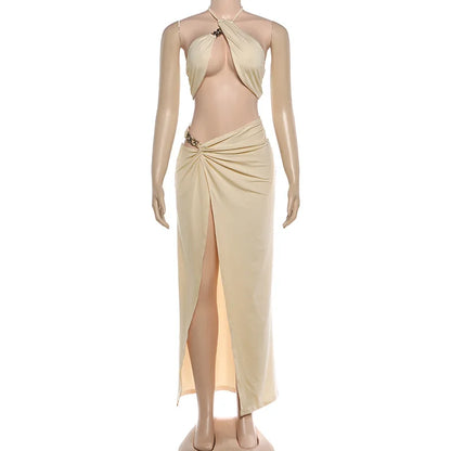 Women's Backless Halter Two Piece Bikini Set