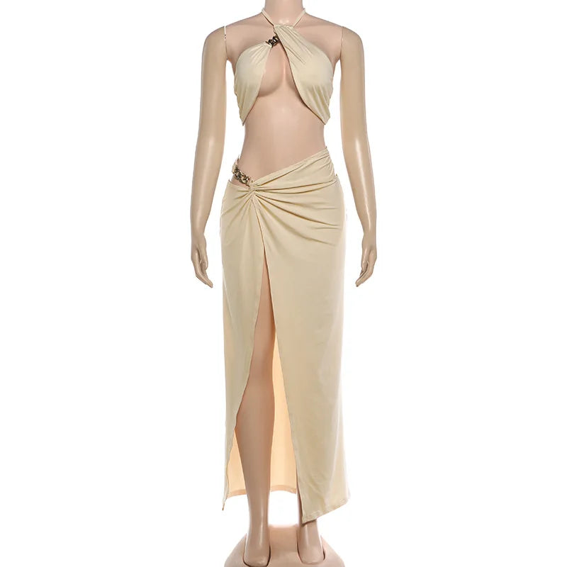 Women's Backless Halter Two Piece Bikini Set