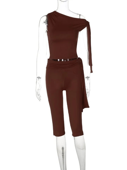 Women's Sporty Skew Collar Two Piece Set