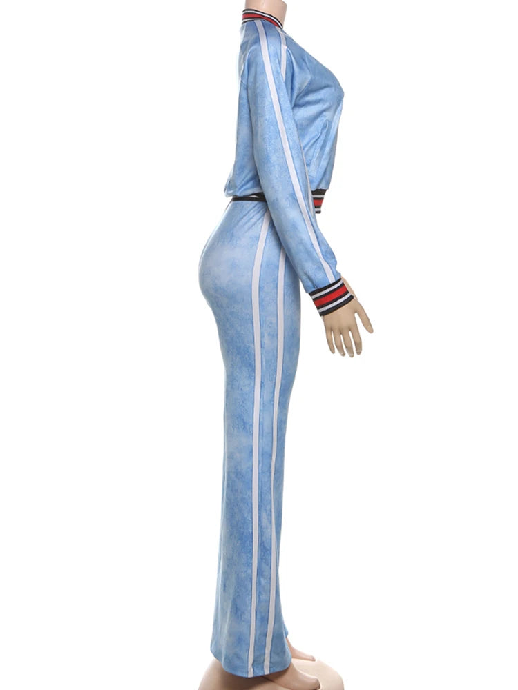 Joskaa Stripe Long Sleeve Flare Two Piece Set - two piece set image 3