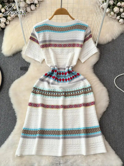 Women's Stripe Knit Short Sleeve Bikini Set Stripe – Side View