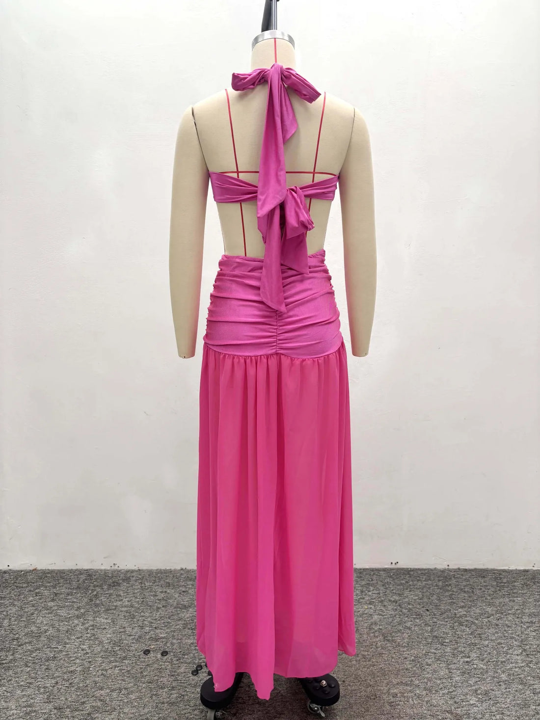 Joskaa Ruched Backless Halter Maxi Two Piece Set - two piece set image 4
