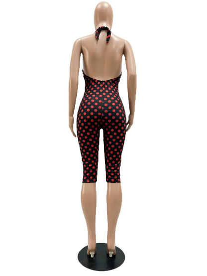 Joskaa Polka Dot Backless Halter Sleeveless Romper - romper image 4