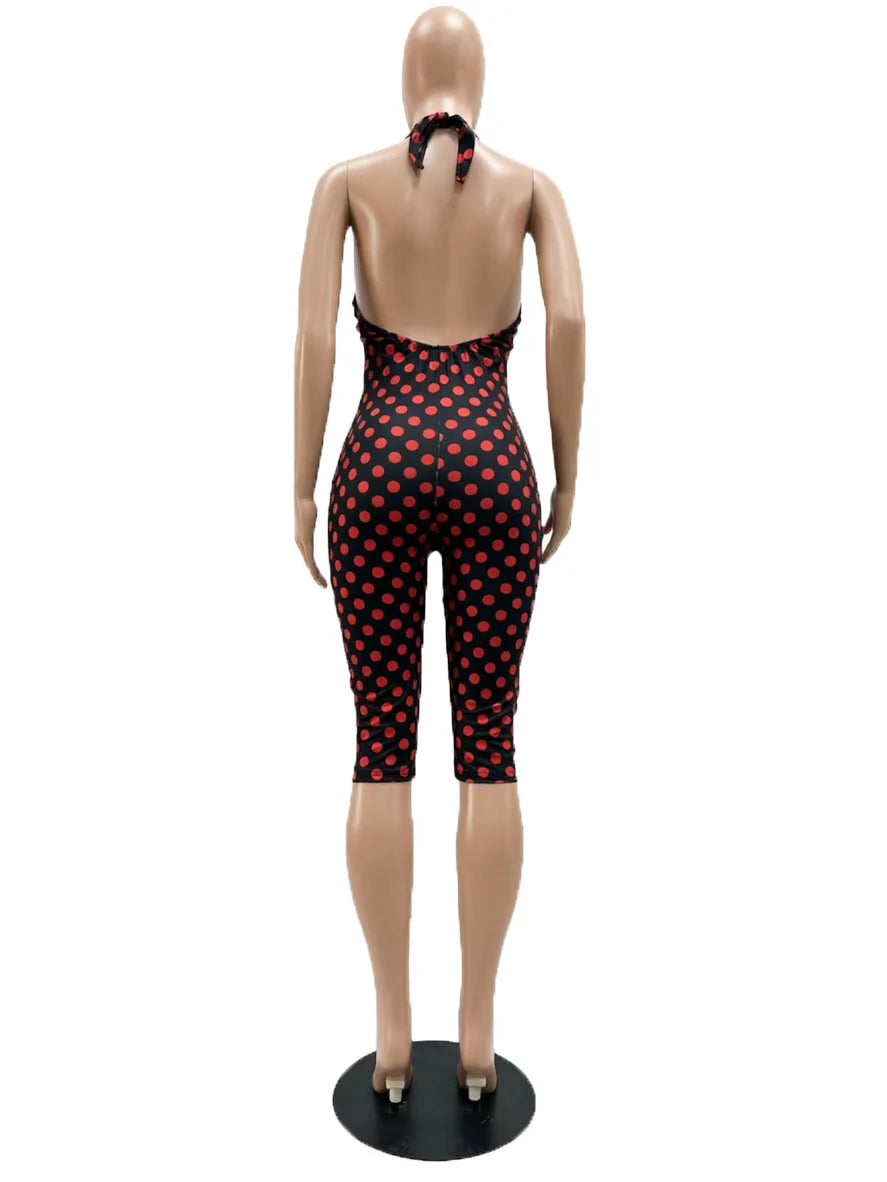 Joskaa Polka Dot Backless Halter Sleeveless Romper - romper image 4