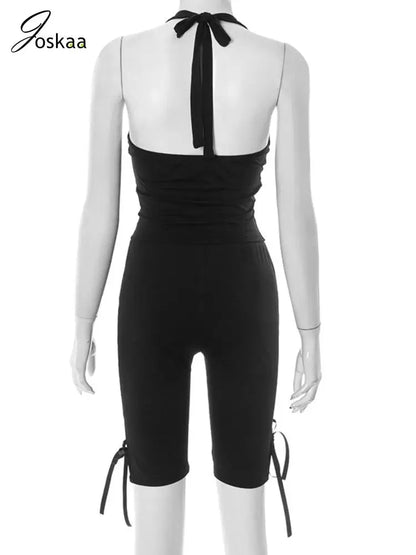 Women's Backless Halter Two Piece Set - Detail View