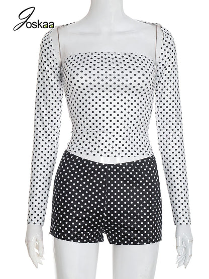 Women's Polka Dot 3-piece Cape Two Piece Set White – Back View