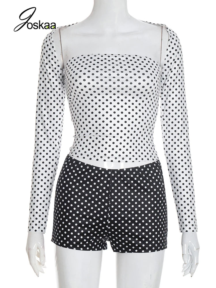 Women's Polka Dot 3-piece Cape Two Piece Set White – Back View