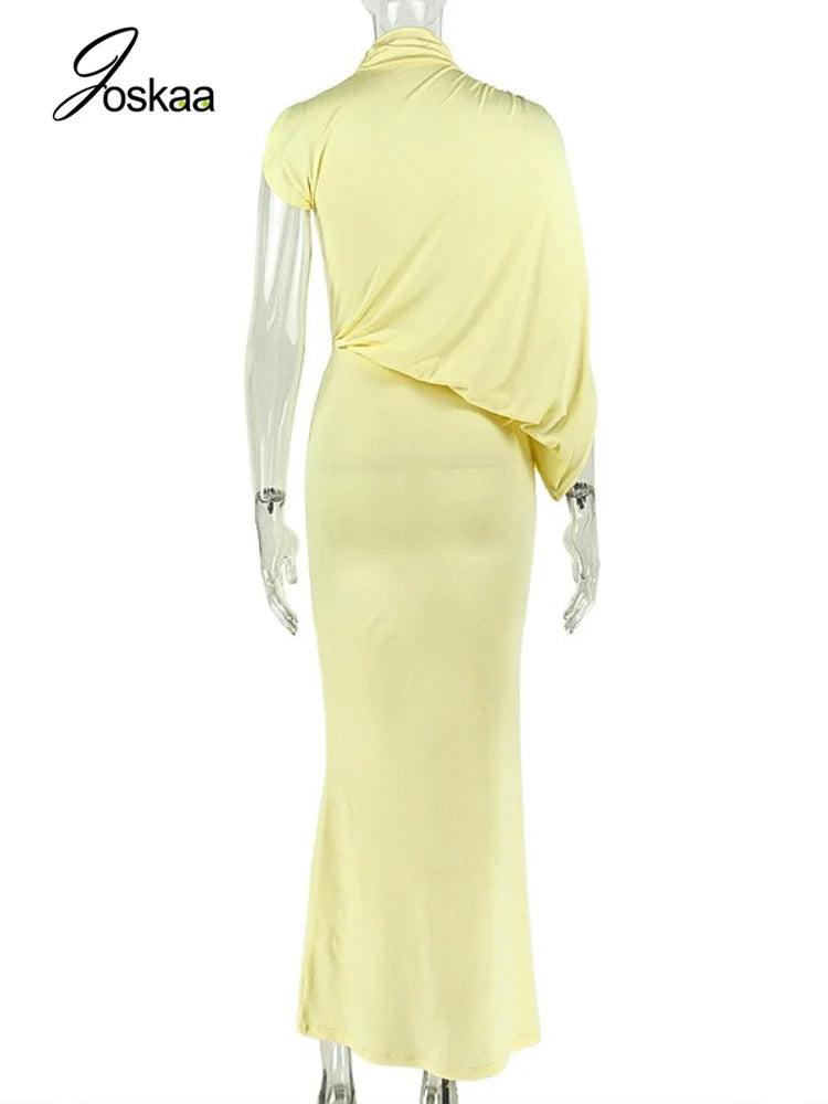 Wholesale Women's Sleeveless Bodycon Dress Yellow – Detail View