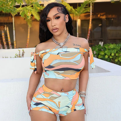 Women's Strapless Swimwear Colorful Bikini Set