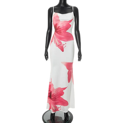Women's Floral Print Backless Sleeveless Bikini Set