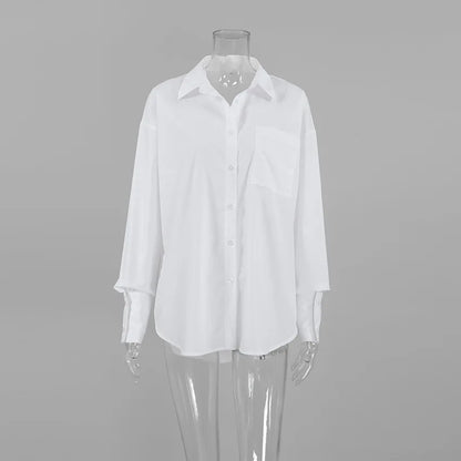 Women's Long Sleeve Fall Oversize White Top