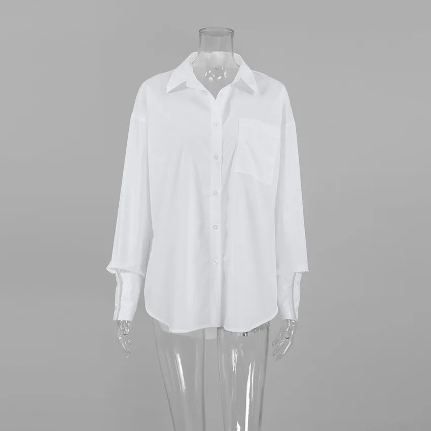 Women's Long Sleeve Fall Oversize White Top