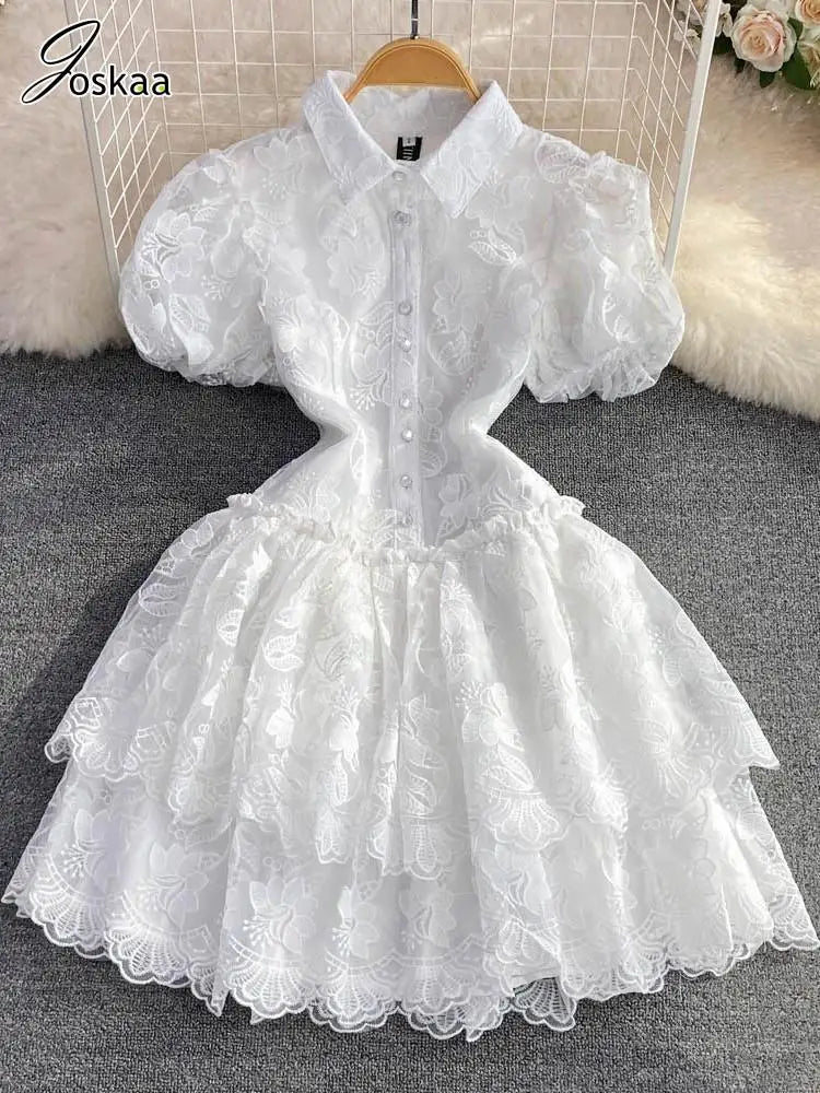 Women's Lace Embroidered White A-line Bodycon Dress White – Back View